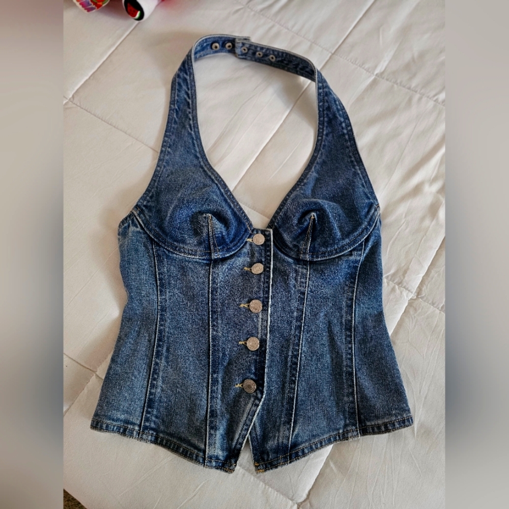 Asos Signature8 Denim Button-Up Top Small